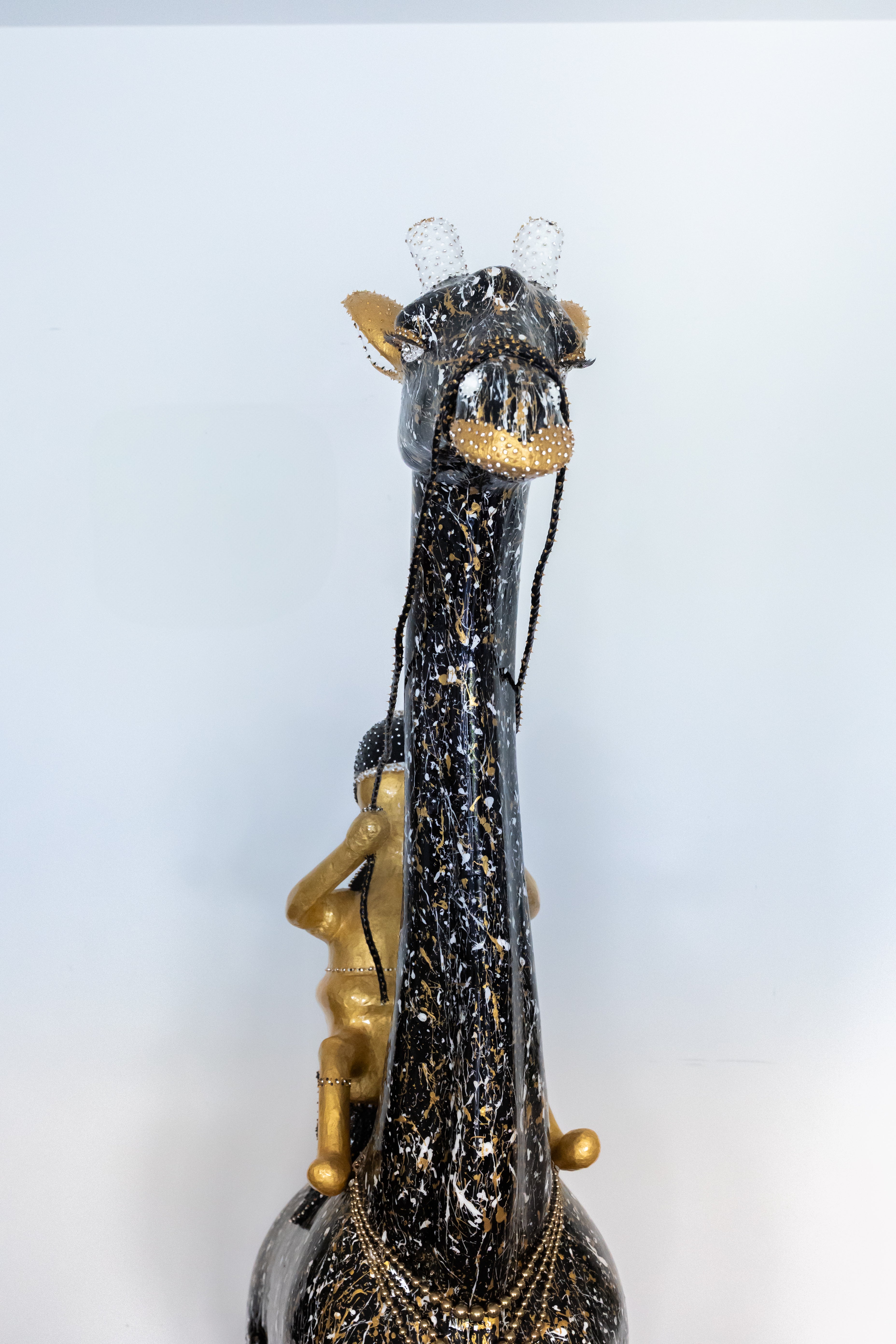Obby jockey giraffe 1/1 swarovski - bladgoud 22 karaat