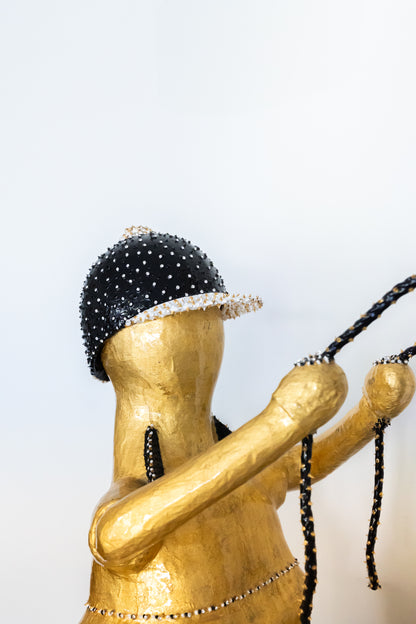 Obby jockey giraffe 1/1 swarovski - bladgoud 22 karaat